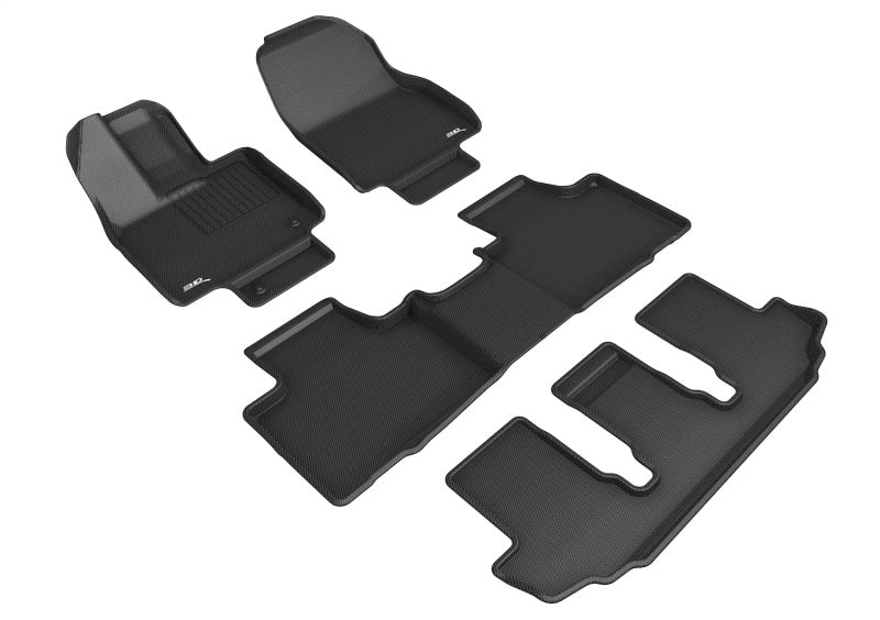 3D MAXider 20-23 Toyota Highlander Gas 8-Seat Kagu Black Floor Mat - Row 1/2/3