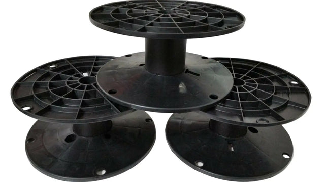 LOT OF 5 Black Plastic Spool Cable Wire Reel 6 1/2 " Dia x 3" H WITH 3/4 ARBOR REEL OPTIONS