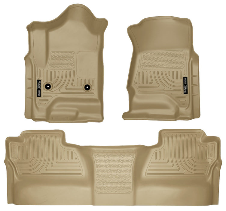 Revêtements de sol avant et 2e siège Husky Liners 14 Chevrolet Silverado/GMC Sierra WeatherBeater Tan