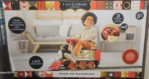 FAO Schwarz Motorized Train Set with LED Lights and 15+ Feet of Track - Brand New!