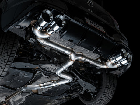 Échappement quadruple AWE MK8 pour Volkswagen Golf R 3 pouces Track Edition - Embouts chromés argentés