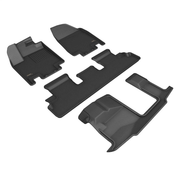 3D MAXider 22-24 Nissan Pathfinder 8-Seat Kagu Black Floor Mat - Row 1/2/3