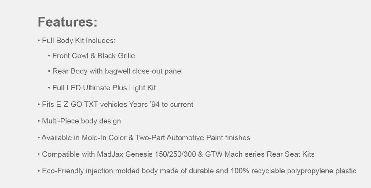 MadJax Storm Body Kit for 94+ TXT with Ultimate LED kit