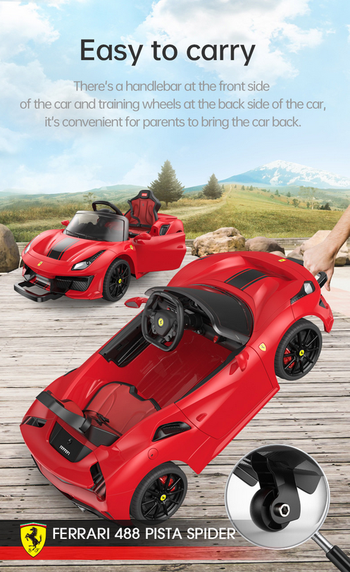 Kids Ferrari 488 Ride On Car For Children W/Wireless Parental Control