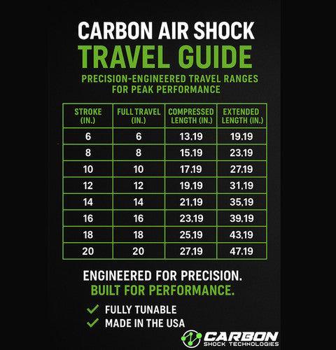 Carbon Shocks 2.5" Air Shocks 12" Travel