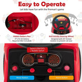 Fire Truck Foot-to-Floor Push Car with Music & Bubble Maker for Kids