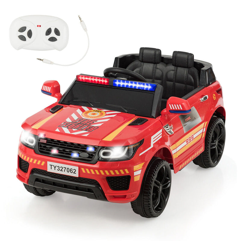 Fire Up Your Child's Imagination with the HoneyJoy 12V Ride-On Fire Truck - Featuring LED Lights and Siren!