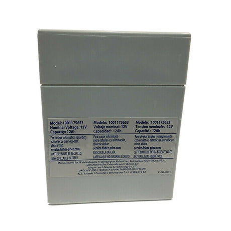 Fisher-Price 12 Volt Gray Battery for Power Wheels - Genuine Replacement
