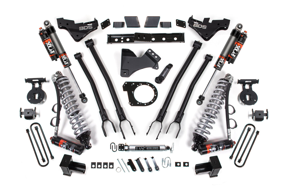 7 Inch Lift Kit w/ 4-Link | FOX 2.5 Performance Elite Coilover Conversion | Ford F250/F350 Super Duty (23-26) 4WD | Diesel BDS Suspension