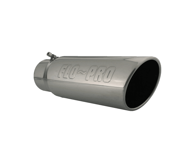 Flo-Pro Exhaust Tip 4" - 5" x 15" Rolled Angle Cut Stainless (4515FB)