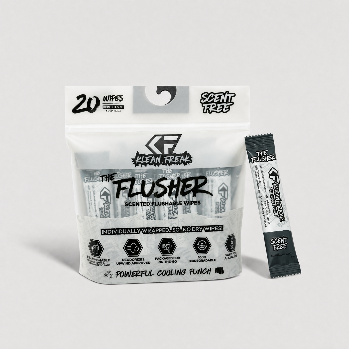 The Flusher 20 Pack - Flushable Wipes Klean Freak