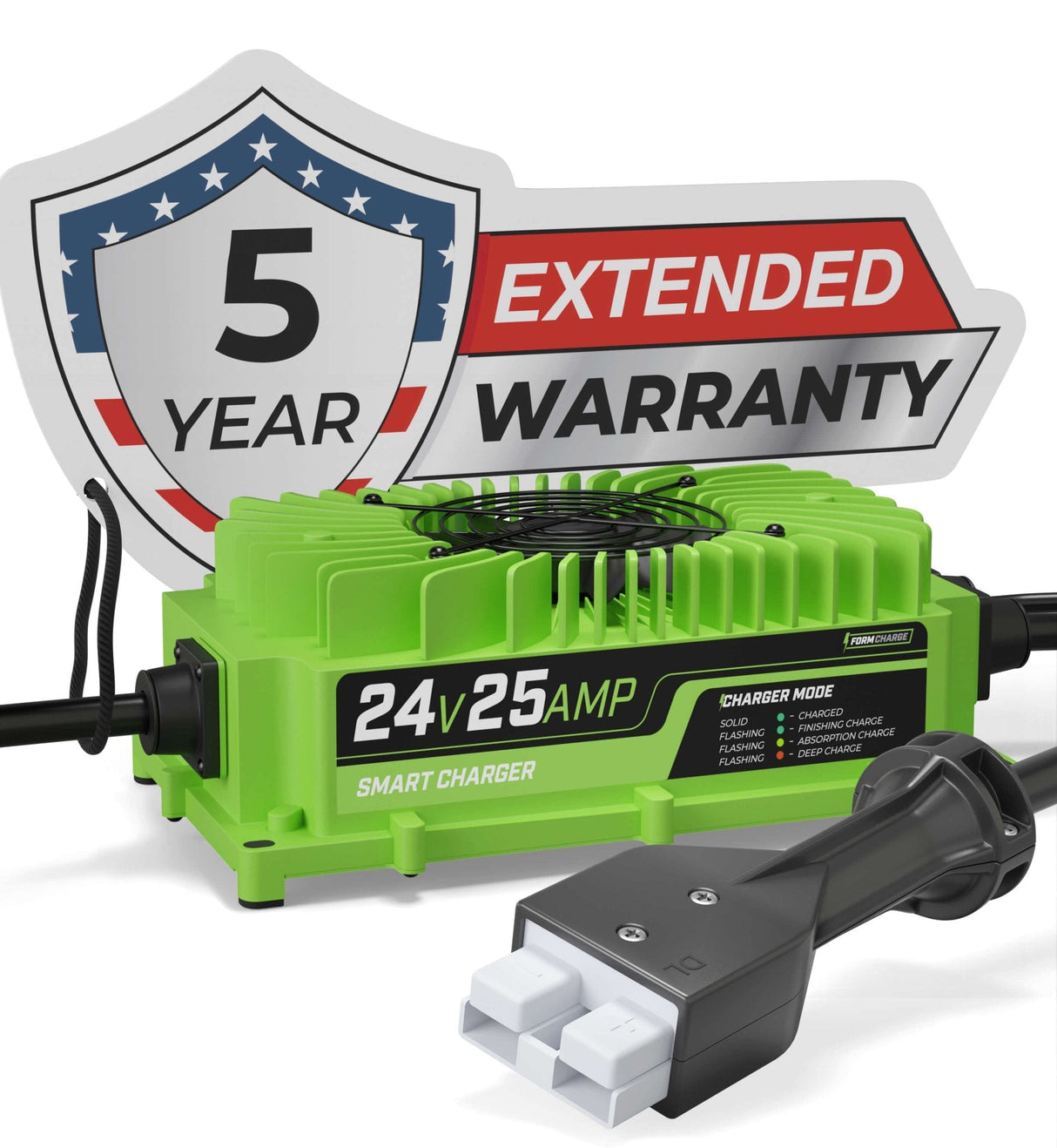 FORM 24 Volt Battery Charger for Forklift, Electric Pallet Jack, Floor Scrubber - 24V 25A FORM Charge