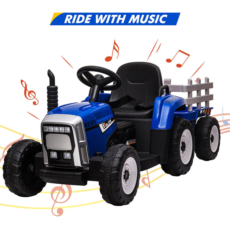 Fun and Functional 12V Kids Ride On Tractor with Trailer and Remote Control