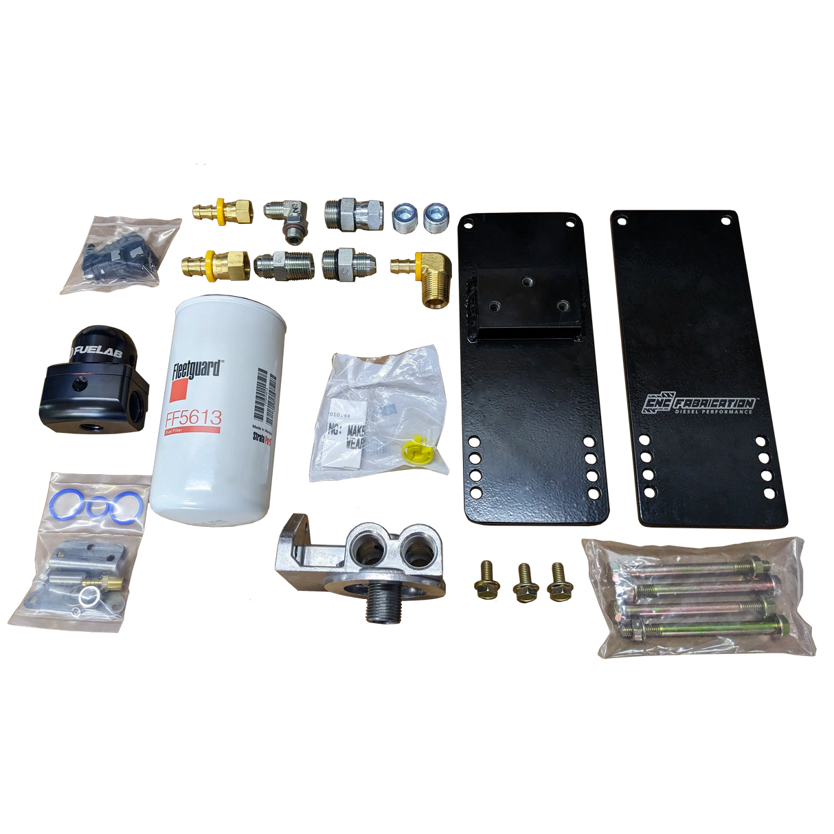 CNC Fabrication T4 Turbo 4-Line Feed Valley Mount Fuel Line Kit  - 7.3 Powerstroke (1994.5-2003)