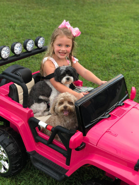 2 Seater 24 Volt 4x4 Electric Ride On Jeep Style Rubber Tires Fully Loaded Truck ATV UTV For Kids W/Magic Cars® Wireless Parental Control MagicCars