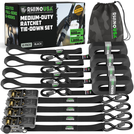 1" x 15' Ratchet Tie-Down Set (4-Pack)