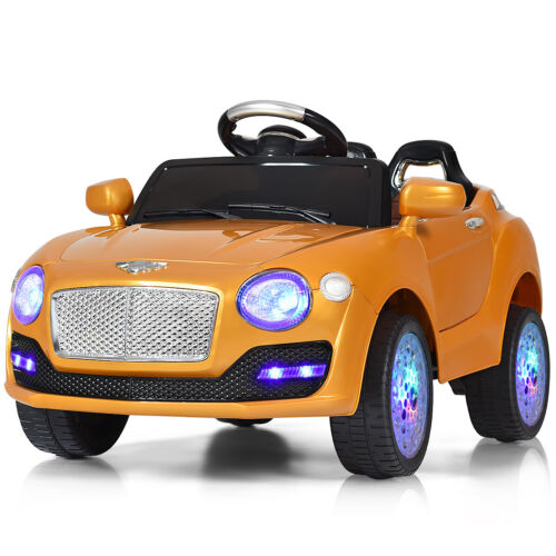 Gold 6V Kids Ride On Car with RC Remote Control, MP3 Player, and Opening Doors