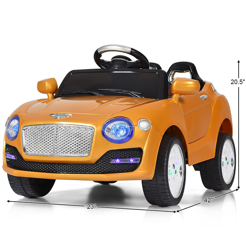 Gold 6V Kids Ride On Car with RC Remote Control, MP3 Player, and Opening Doors