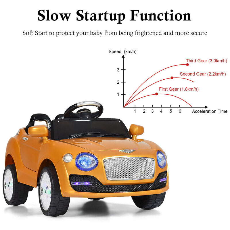 Gold 6V Kids Ride On Car with RC Remote Control, MP3 Player, and Opening Doors