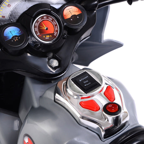 Gray 3-Wheel Electric Ride-On Motorcycle for Kids - Battery Powered Toy Bicycle