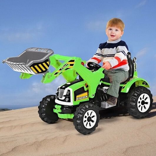 Green 12V Battery-Powered Kids Ride-On Dumper Truck