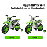 Green 12V Electric Kids Ride-On Motorcycle with Training Wheels