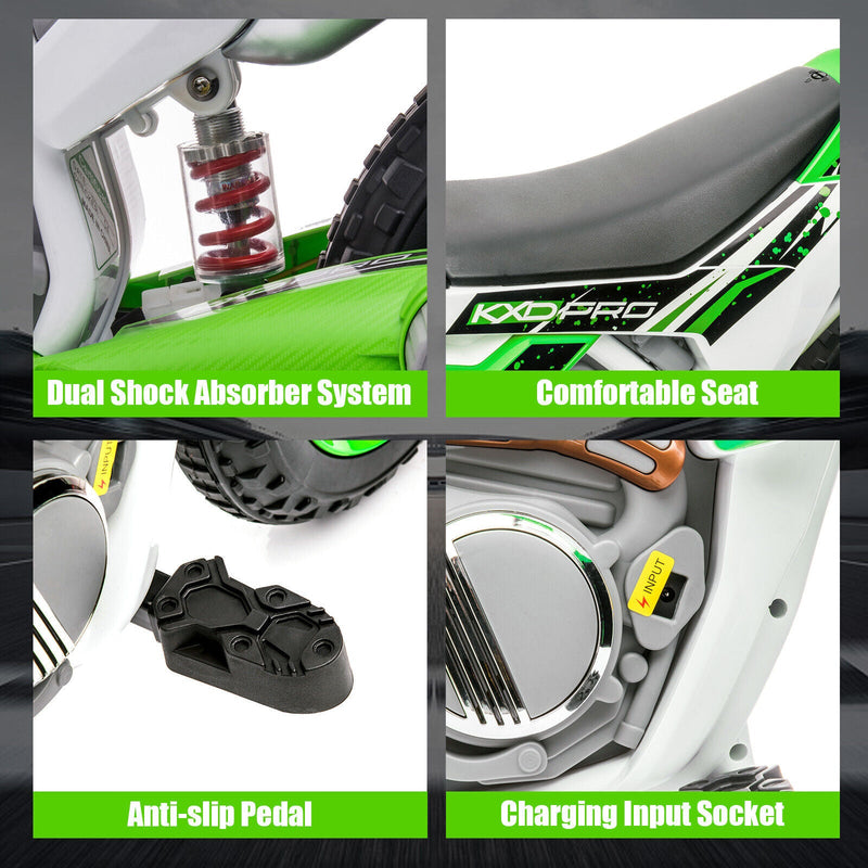 12V Electric Kids Ride On Dirt Bike with Training Wheels - Motorbike Fun for Little Riders