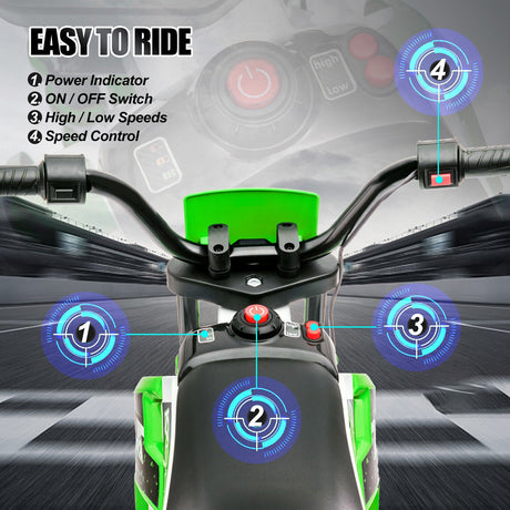 12V Electric Kids Ride On Dirt Bike with Training Wheels - Motorbike Fun for Little Riders