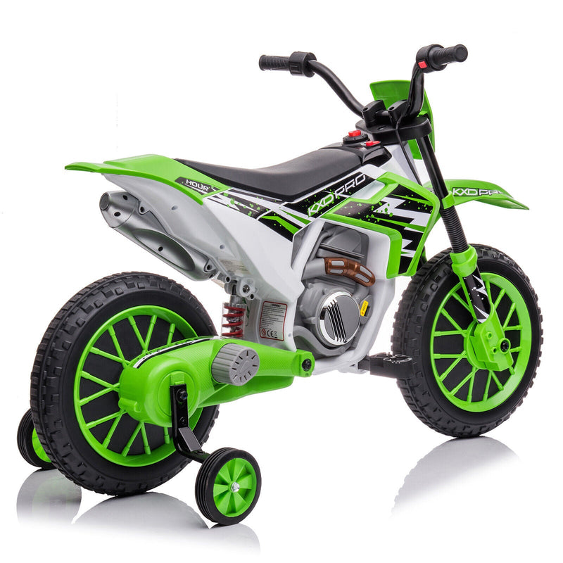 12V Electric Kids Ride On Dirt Bike with Training Wheels - Motorbike Fun for Little Riders