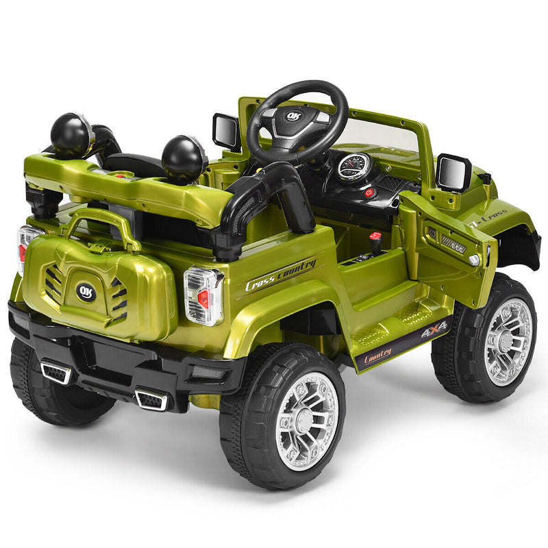 Green 12V Kids Ride On Truck Car with RC Remote, Lights, and MP3 Player - Perfect Toy Gift