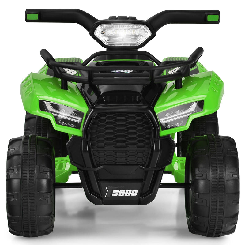 Green 6V ATV Quad Ride-On Car for Kids with Music, Horn, and LED Lights