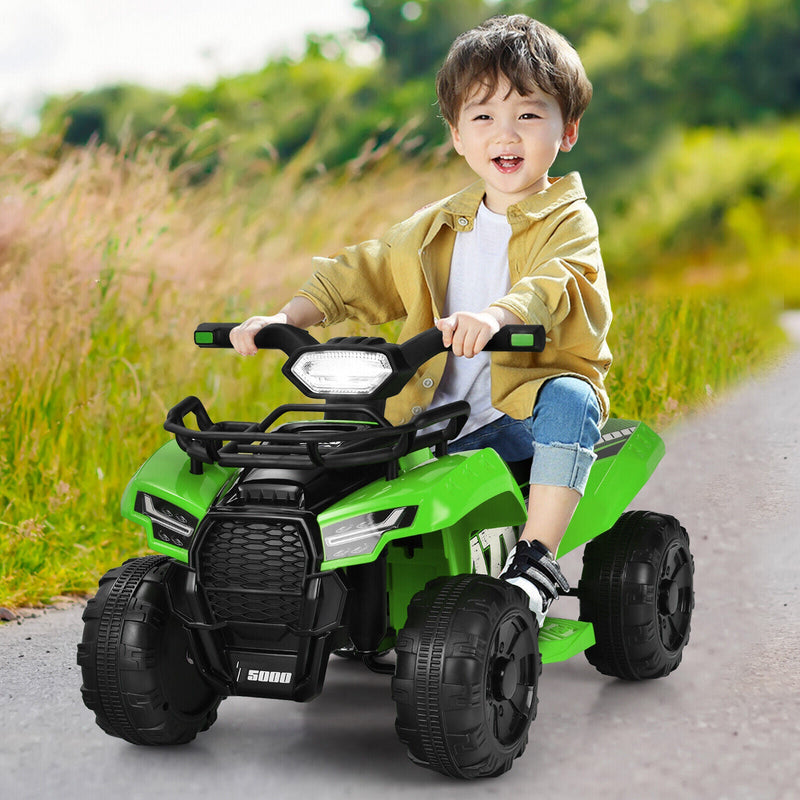 Green 6V Kids ATV Quad Electric Ride On Car with MP3 Player and LED Lights for Toddlers