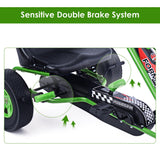 Green Adjustable Seat Pedal-Powered Kids Go Kart with 4 Wheels