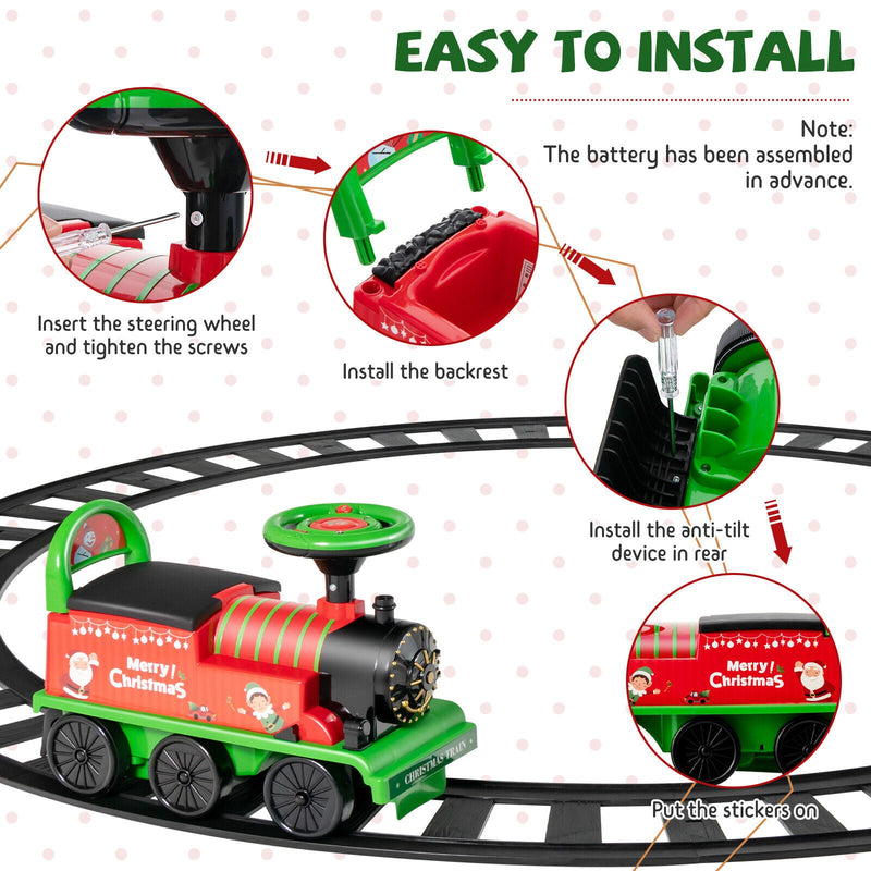 Green Electric Kids Train Toy with Unique Design and Stickers
