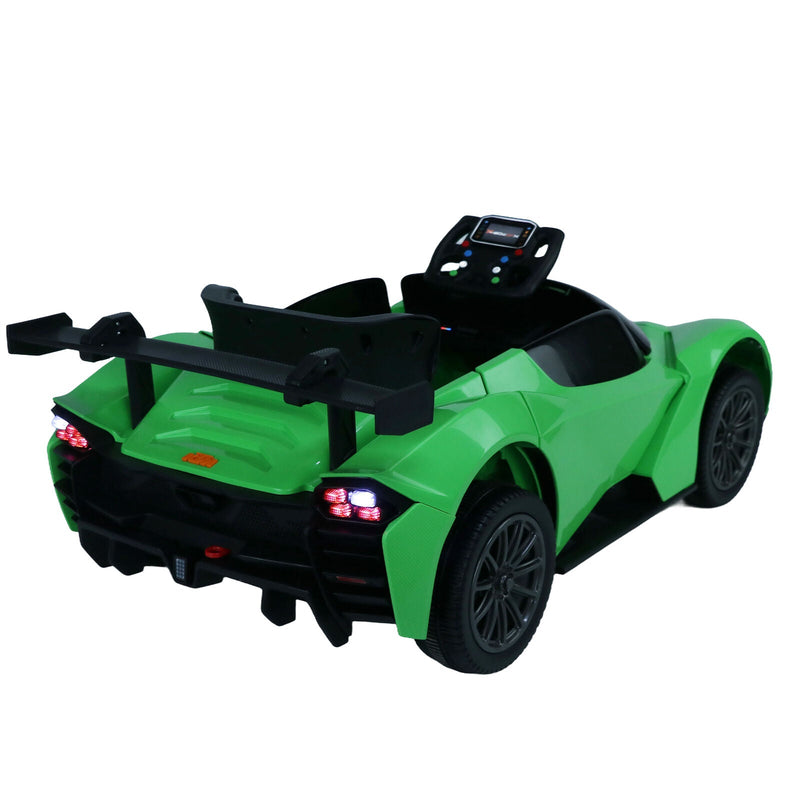 Green Electric Ride-On Car with Remote Control, MP3 Player, and 3 Speed Options for Kids