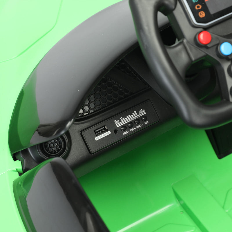 Green Electric Ride-On Car with Remote Control, MP3 Player, and 3 Speed Options for Kids