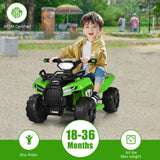 Green 6V ATV Quad Electric Ride On Car Toy for Toddlers with LED Light and MP3 Player