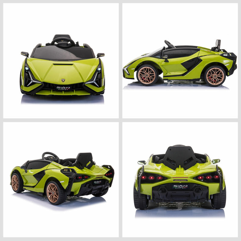 Green Lamborghini SIAN 12V Kids Ride On Car with Remote Control - Rechargeable Toy