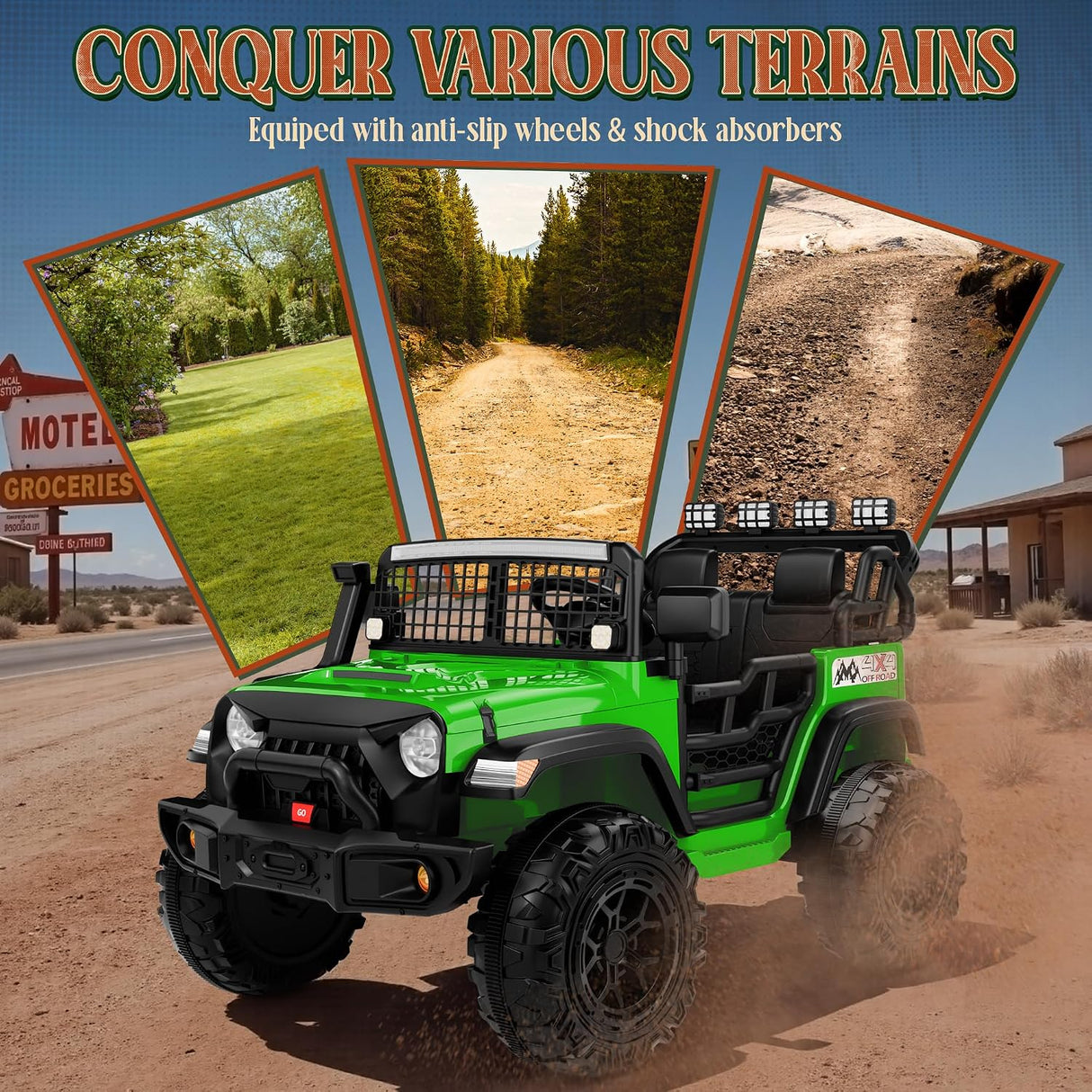 2-Seater Electric Ride-On Jeep for Kids with LED Lights and 24V Battery MagicCars