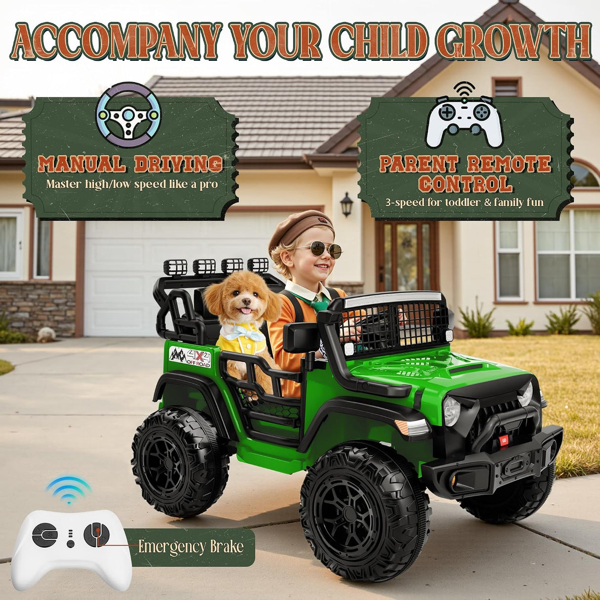 2-Seater Electric Ride-On Jeep for Kids with LED Lights and 24V Battery MagicCars