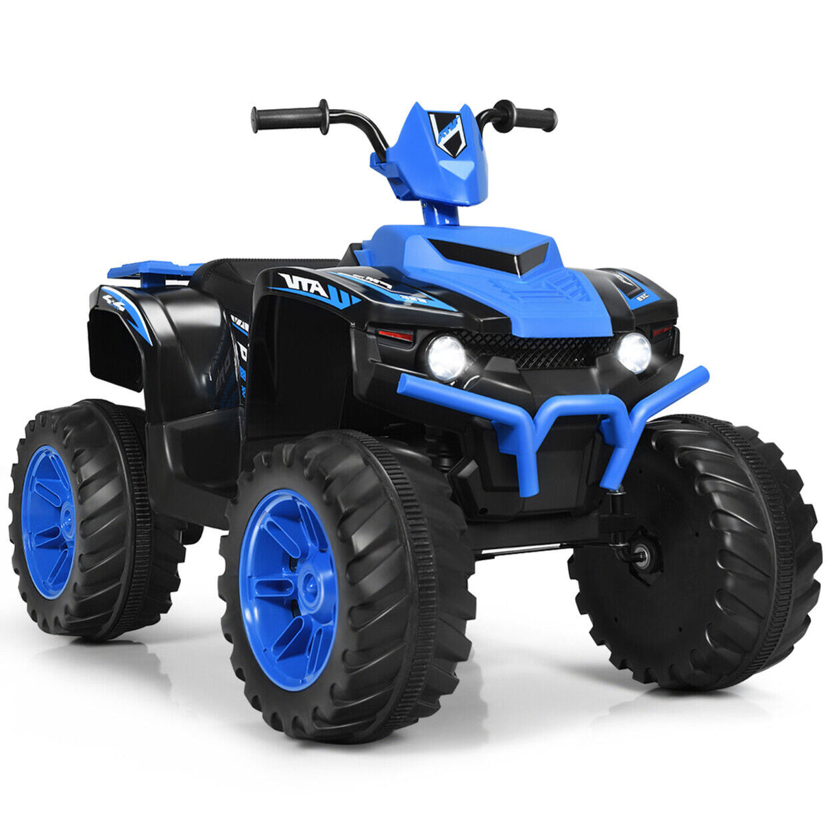 Gymax 12V Electric Kids ATV 4-Wheeler Quad with Music and LED Lights in Navy
