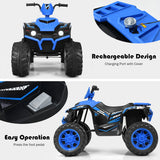 Gymax 12V Electric Kids ATV 4-Wheeler Quad with Music and LED Lights in Navy