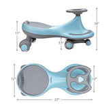 Gymax Kids' Blue Wiggle Car with Flashing Wheels - Fun Ride-on Toy for Toddlers and Kids