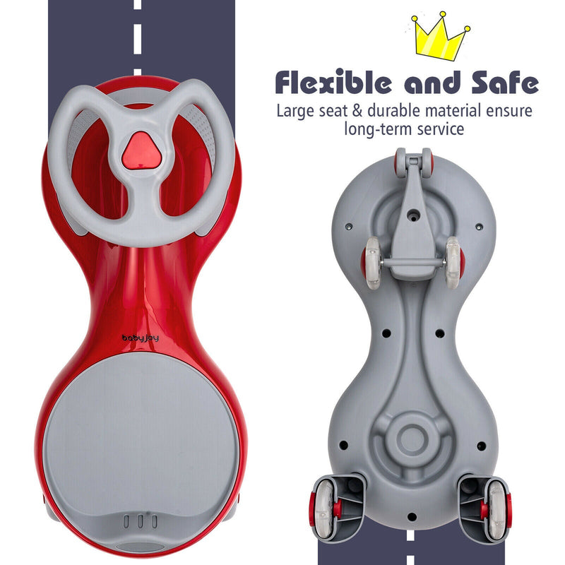 Gymax Kids' Red Wiggle Car with Flashing Wheels - Fun Ride-on Toy for Toddlers and Kids