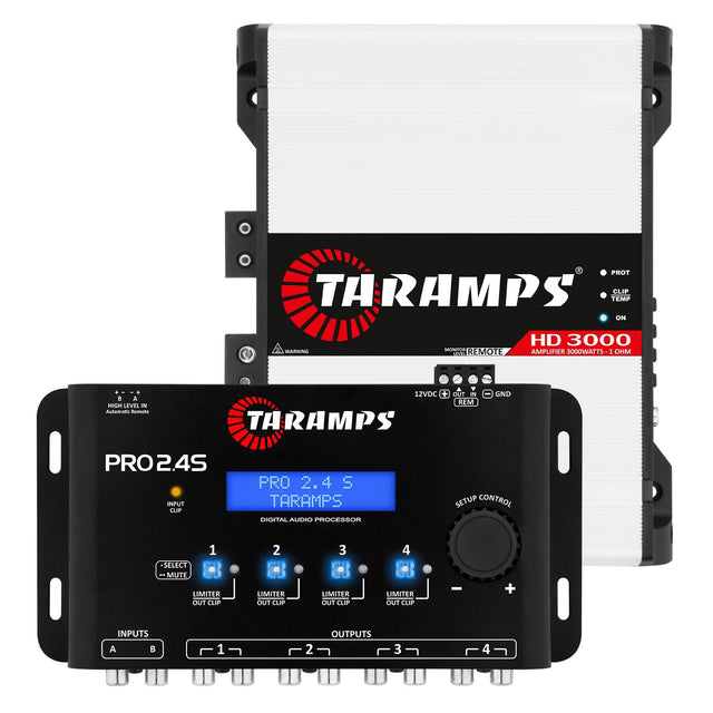 Taramps HD 3000 1 OHM + PRO 2.4S Car Amplifier & Processor COMBO Taramps USA