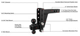 Bulletproof Heavy Duty 6” Drop/Rise Hitch - 2" Box Steel Shank