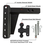 Bulletproof Heavy Duty 6” Drop/Rise Hitch - 2" Box Steel Shank
