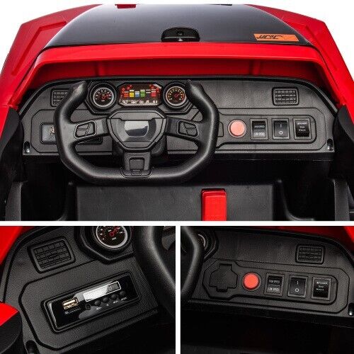 High-Powered Leather Seat Kids Ride-On Car with Four-Wheel Shock Absorbers - 24V7A 200W*2