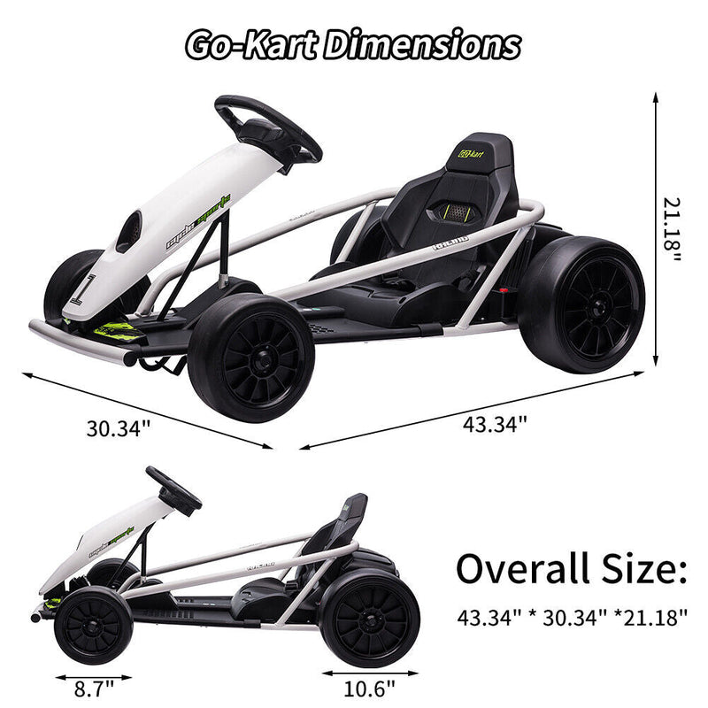 High Speed Drifting Go Kart for Kids with Slow Start Function - 8MPH, 300WX2