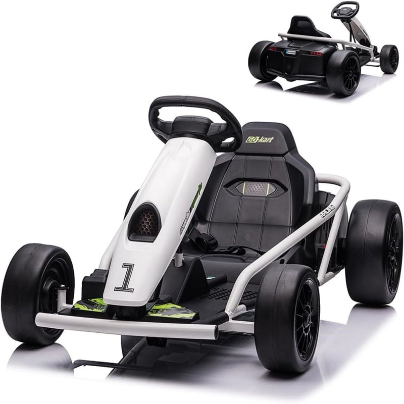 High-Speed Drifting Go Kart for Kids 8-12 Years - 24V Electric Ride-On with 8MPH Top Speed and Adjustable 14.3 Seat